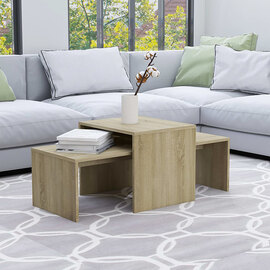 Wilde Wooden Set Of 2 Coffee Tables In Sonoma Oak