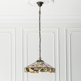 Willow Medium Tiffany Glass Pendant Light In Dark Bronze