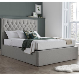 Wilmot Fabric Ottoman Storage King Size Bed In Grey