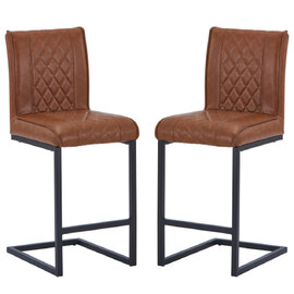 Windermere Tuscan Tan Leather Effect Bar Stools in Pair