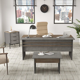Windsor Wooden Executive Office Furniture Set in Brown Grey and Anthracite