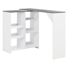 Winnie Wooden Bar Table With Moveable Shelf In Grey And White