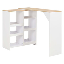 Winnie Wooden Bar Table With Moveable Shelf In Oak And White