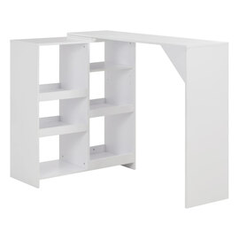 Winnie Wooden Bar Table With Moveable Shelf In White