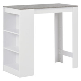Winnie Wooden Bar Table With Shelf In Concrete And White