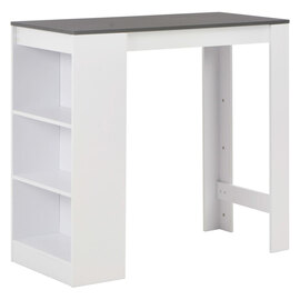 Winnie Wooden Bar Table With Shelf In Grey And White