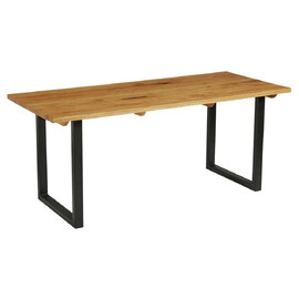 Worley 180cm Wooden Dining Table In Character Oak And Black
