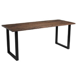 Worley 180cm Wooden Dining Table In Smoked And Black