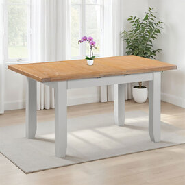 Wrenley Small Wooden Extending Dining Table in Pebble Grey and Oak