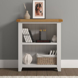 Wrenley Wooden Bookcase in Ivory and Oak