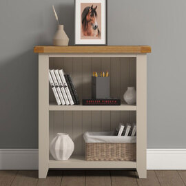 Wrenley Wooden Bookcase in Putty and Oak