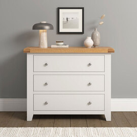 Wrenley Wooden Chest Of 3 Drawers in Ivory and Oak