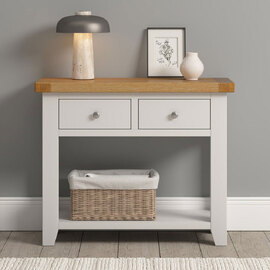 Wrenley Wooden Console Table with 2 Drawers in Ivory and Oak