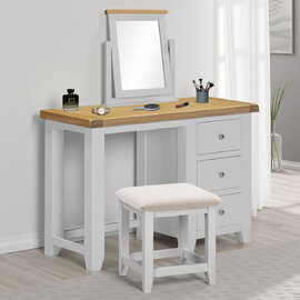 Wrenley Wooden Dressing Table Set in Pebble Grey and Oak