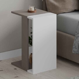 Wrenley Wooden Side Table in White and Grey
