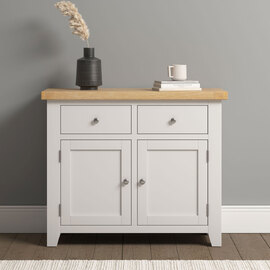 Wrenley Wooden Sideboard with 2 Doors in Ivory and Oak