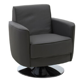 Wuxue Leather Effect Lounge Chair In Grey With Chrome Base