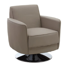 Wuxue Leather Effect Lounge Chair In Mink With Chrome Base
