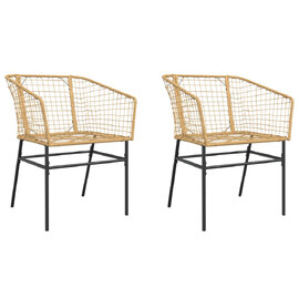 Xanvio Garden Brown Poly Rattan Armchair in Pair