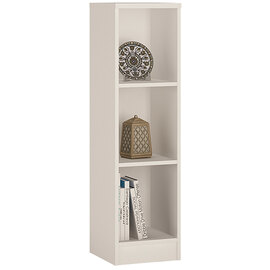 Xeka Wooden Narrow Bookcase With 3 Shelves In Pearl White