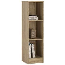 Xeka Wooden Narrow Bookcase With 3 Shelves In Sonoma Oak