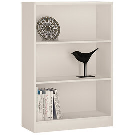 Xeka Wooden Wide Bookcase With 3 Shelves In Pearl White