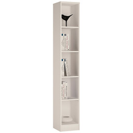 Xeka Wooden Narrow Bookcase With 5 Shelves In Pearl White