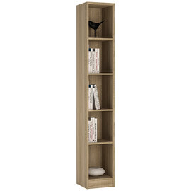 Xeka Wooden Narrow Bookcase With 5 Shelves In Sonoma Oak