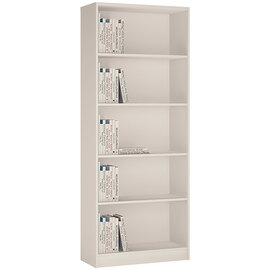 Xeka Wooden Wide Bookcase With 5 Shelves In Pearl White
