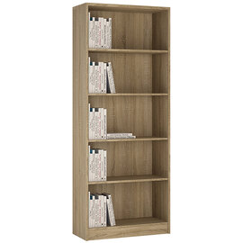 Xeka Wooden Wide Bookcase With 5 Shelves In Sonama Oak