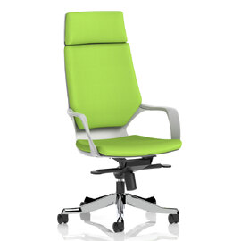 Xenia High Back Fabric Office Chair With Arms In Myrrh Green