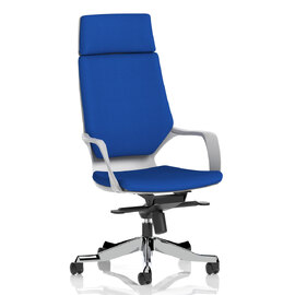 Xenia High Back Fabric Office Chair With Arms In Stevia Blue