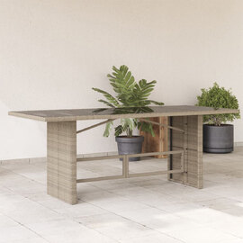 Xorell Garden Light Grey Glass Top Dining Table with Poly Rattan Base