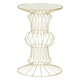 Xuange White Mirrored Glass Side Table With Light Gold Frame