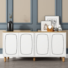 Yekta Wooden Sideboard with 4 Doors in Sapphire Oak and White