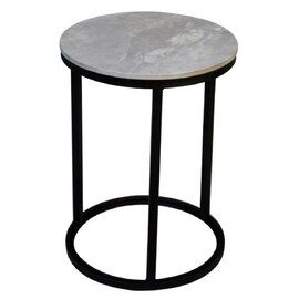 Yetis Ceramic Round End Table In Ruibei Grey