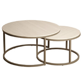 Yetis Ceramic Round Nesting Coffee Tables In Matt Latte