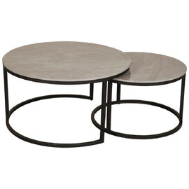 Yetis Ceramic Round Nesting Coffee Tables In Ruibei Grey