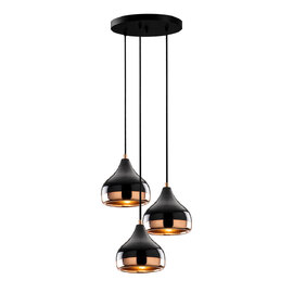 Yildo 3 Light Metal Drop Ceiling Pendant Light in Black and Copper