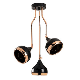 Yildo 3 Light Metal Focus Ceiling Pendant Light in Black and Copper