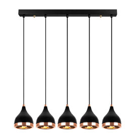 Yildo 5 Light Metal Ceiling Pendant Light in Black and Copper