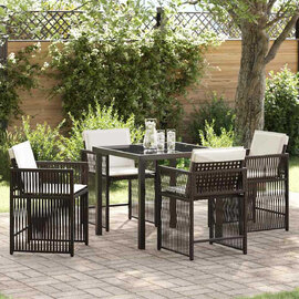 Yorex Garden Poly Rattan 80cm Dining Table with 4 Chairs in Brown