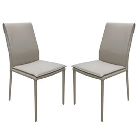Yrone Mocha PU Leather Dining Chairs In Pair