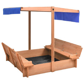 Yucaipa Wooden Boat Sandbox With Adjustable Roof In Natural And Blue