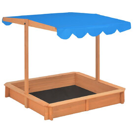 Yucaipa Wooden Sandbox With Adjustable Roof In Natural And Blue