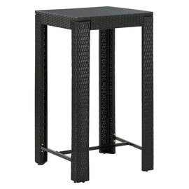 Yuna 60.5cm Poly Rattan Garden Bar Table In Black