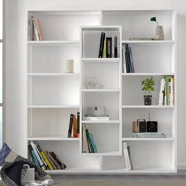 Zafira Wooden Bookcase With 14 Shelves In White