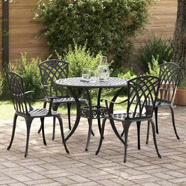 Zanaro Garden Aluminium Intricate Mesh Dining Table with 4 Chairs in Black