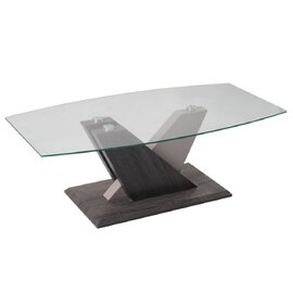 Zanesville Clear Glass Coffee Table With Dark Grey Wooden Base