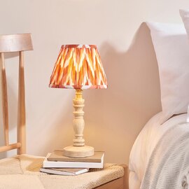Zapopan Apricot Orange 20cm Shade Wood Table Lamp In Natural Ash